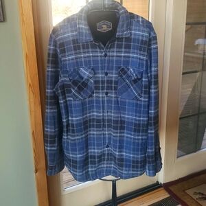 Freedom Foundry Sherpa Lined Chore Jacket Barn‎ Coat Sz. L Blue Plaid Mens
